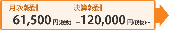 月次報酬：64,575円（税込）＋決算報酬126,000円（税込）～
