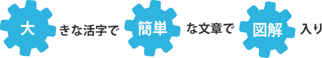 大きな活字で簡単な文章で図解入り