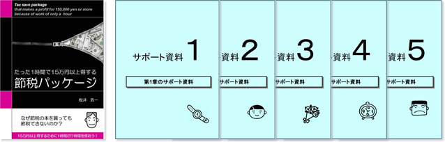 たった1時間で１５万円以上得する節税パッケージとサポート資料１～５