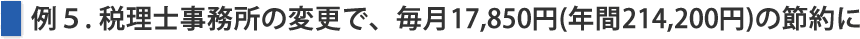 事務所の変更で、毎月17,850円(年間214,200円)の節約に